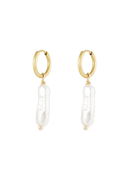 Earrings elongated pearl - Gold color 2