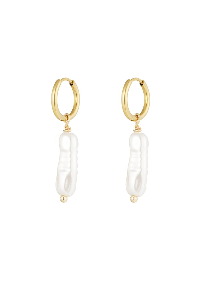 Earrings elongated pearl - Gold color 