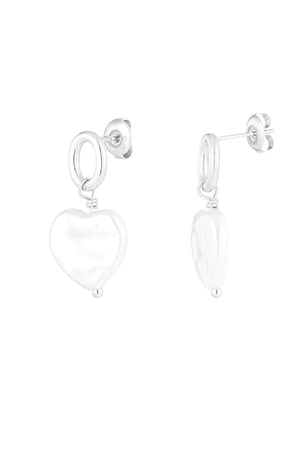 Earring with pearl in heart shape - Silver Color color h5 