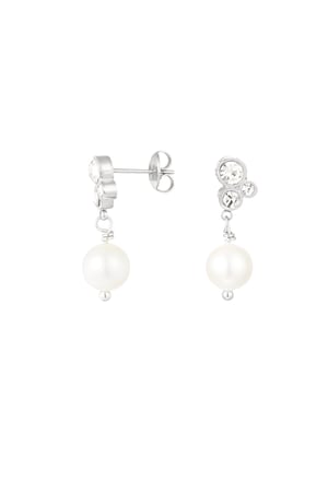 Earring with stones and pearl pendant - Silver Color color h5 