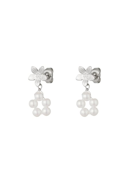 Earrings pearl flower - Silver Color color 2