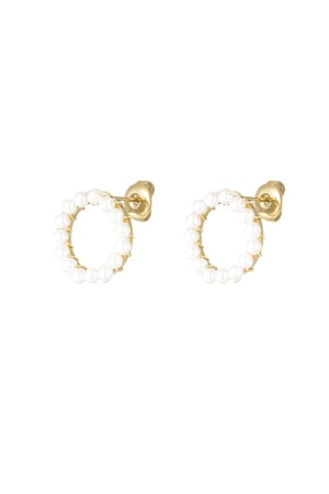 Round earring with pearls - Gold color h5 