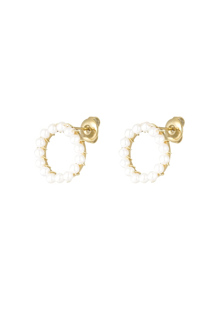 Round earring with pearls - Gold color 