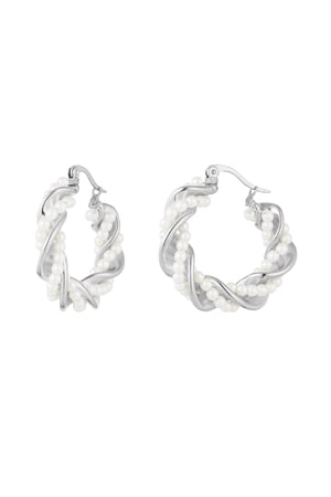 Twisted earring pearl party - Silver Color color h5 