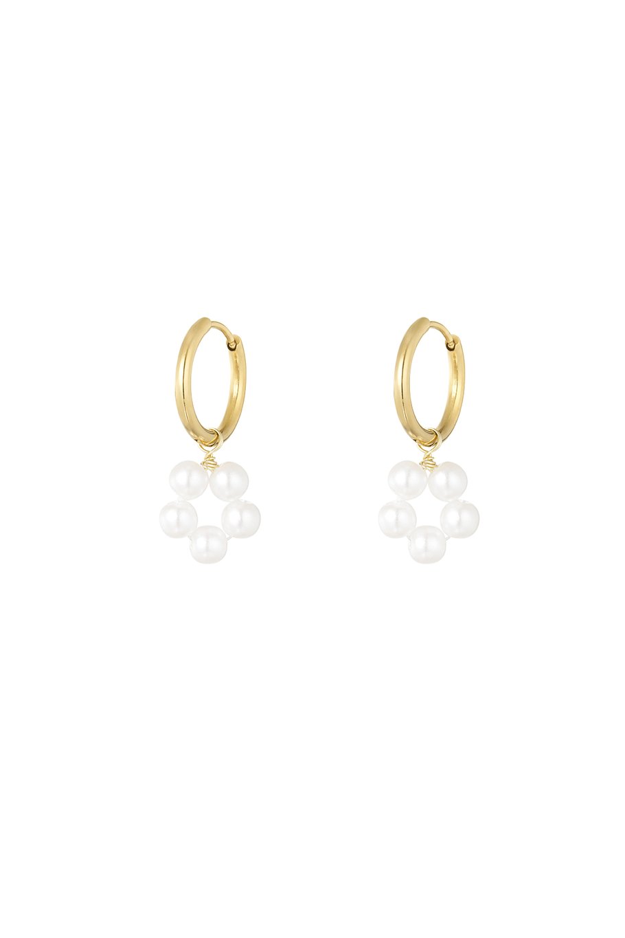Earring with pearl flower pendant - Silver Color color 