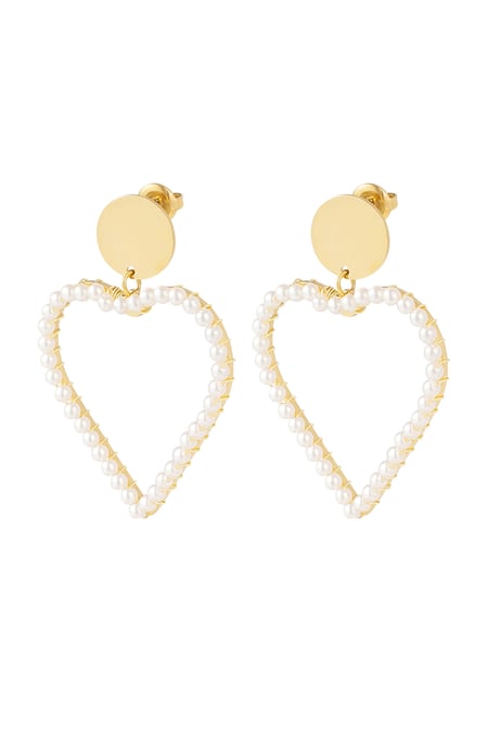 Earring with round pearl pendant - Gold color 2