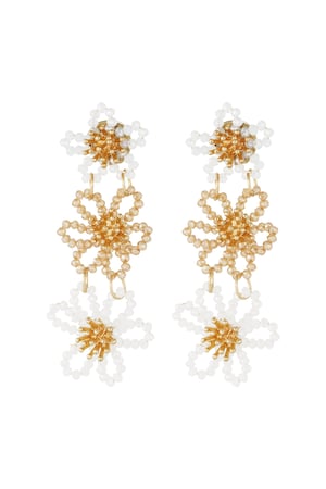 Chic flower party earrings - beige/Gold color  h5 