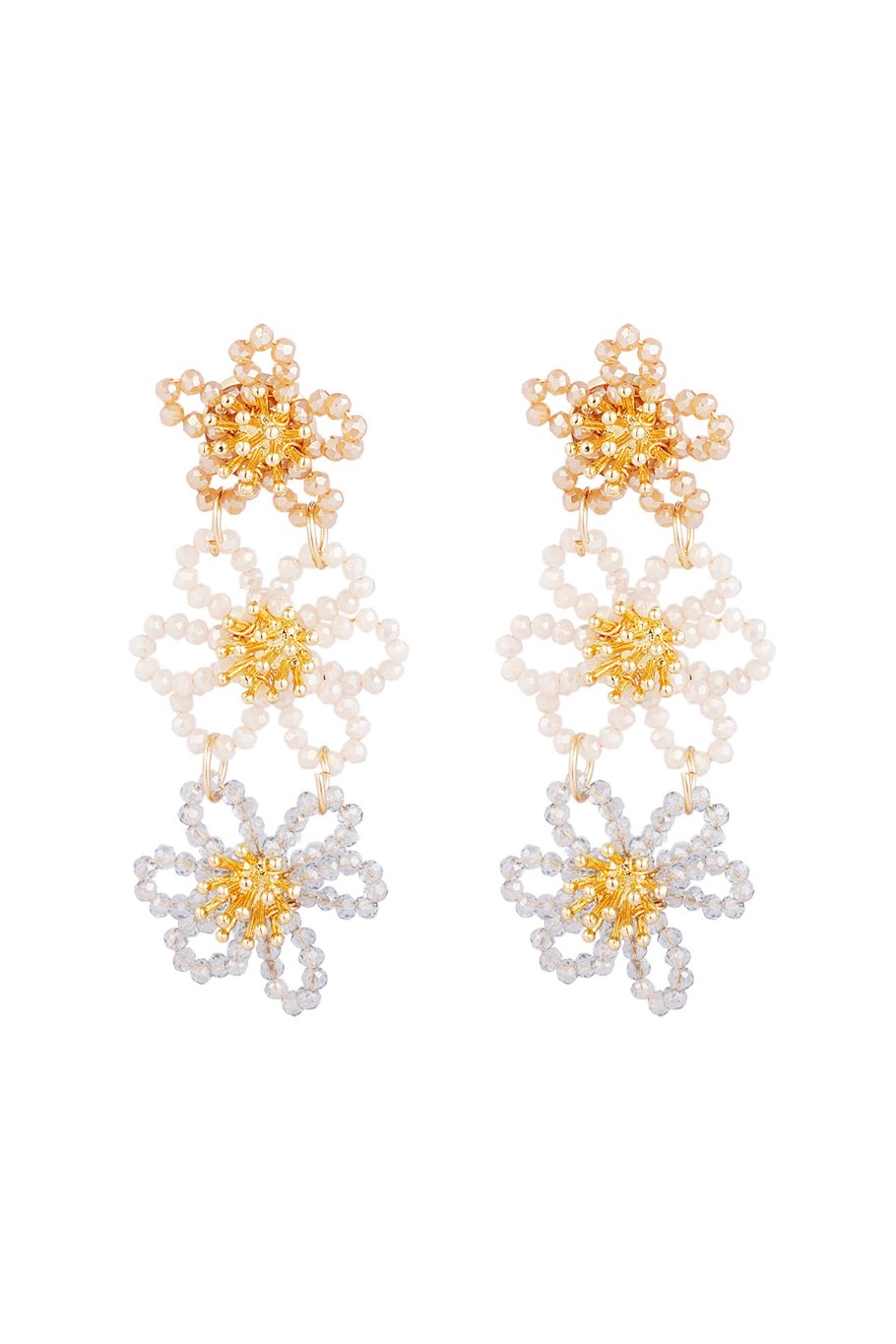 Flower party statement earrings - beige  