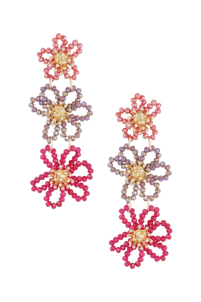 Statement-Ohrringe „Flower Party“ – Orange-Pink 