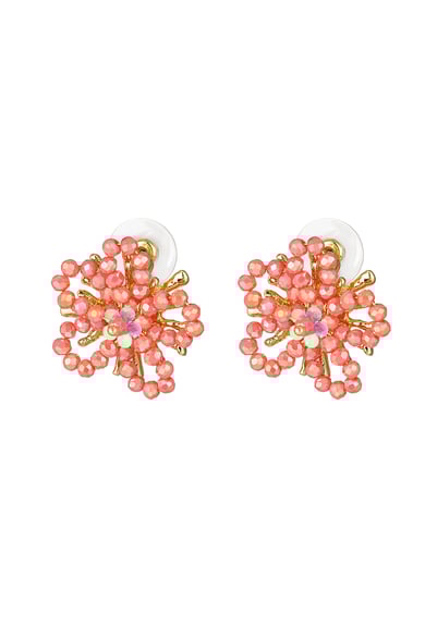 Beaded flower earrings - fuchsia h5 