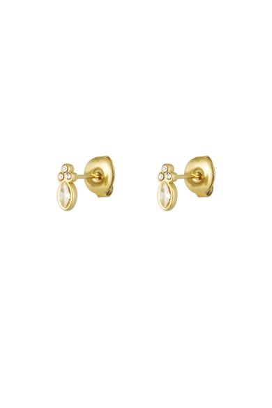 Stud earrings vintage look with stones - Silver Color color h5 