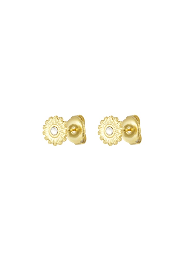 Daisy earring with stone - Gold color 