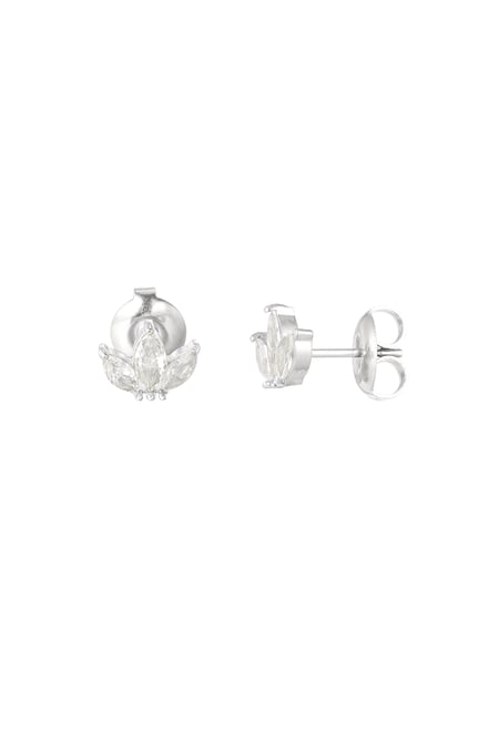 Studs with three diamonds - Silver Color color 2