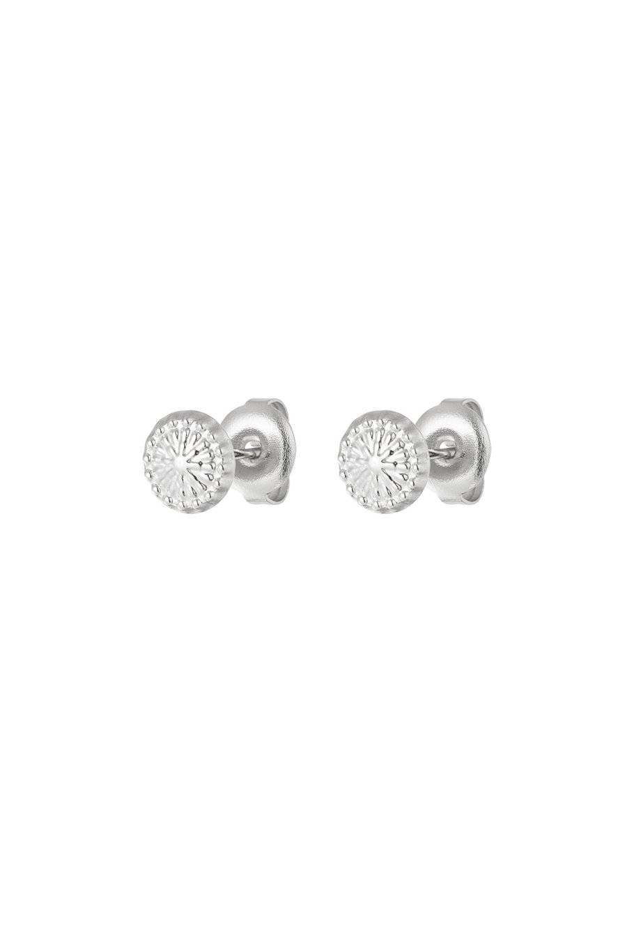 Small, chic round stud earrings with pattern 