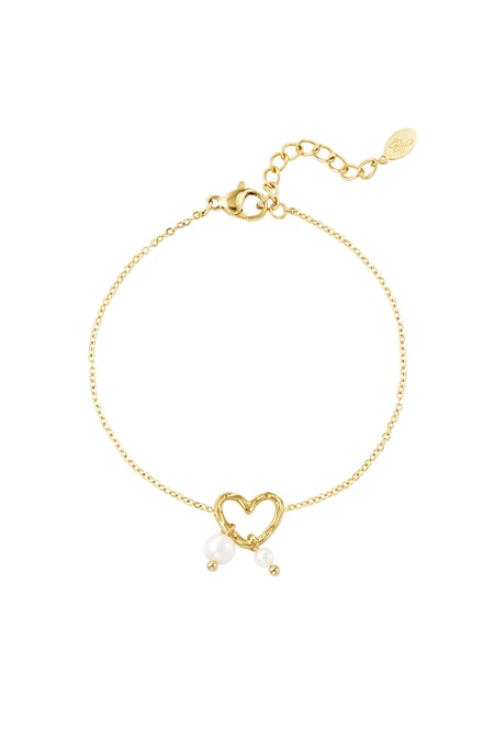 Bracelet pearl heart - Gold color 2