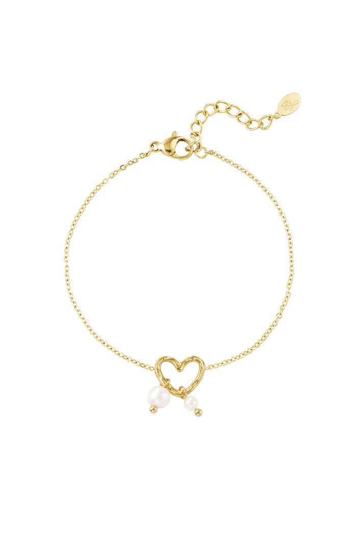 Bracelet pearl heart - Gold color 