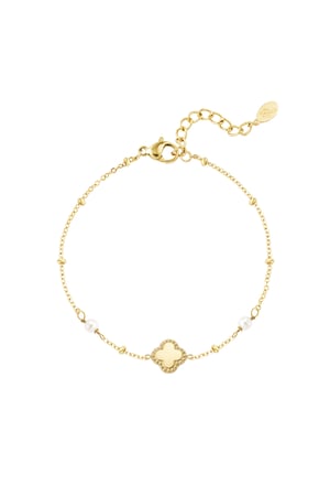 Bracelet clover with pearls - Gold color h5 