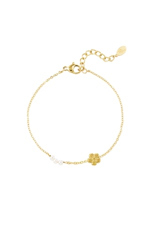 Bracelet flower with pearls - Gold color h5 