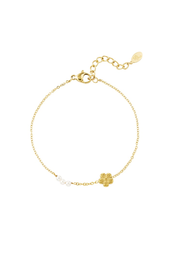 Bracelet flower with pearls - Gold color 