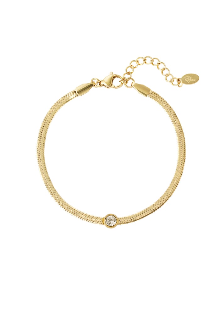 Gliederarmband mit Diamant – Goldfarbe - Goldfarbefarbe 