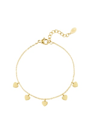 Simple bracelet with heart-shaped pendants - Gold color h5 