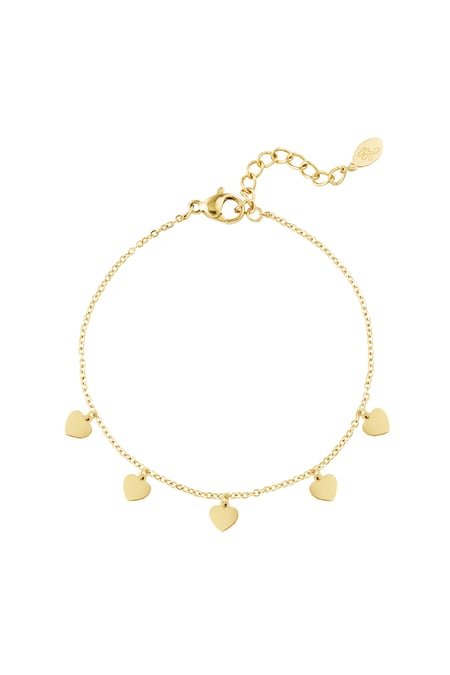 Pulsera sencilla con colgantes en forma de corazón - Color dorado 2