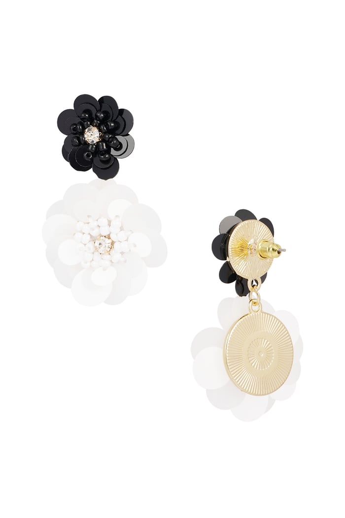 Earrings flower season - black and white 