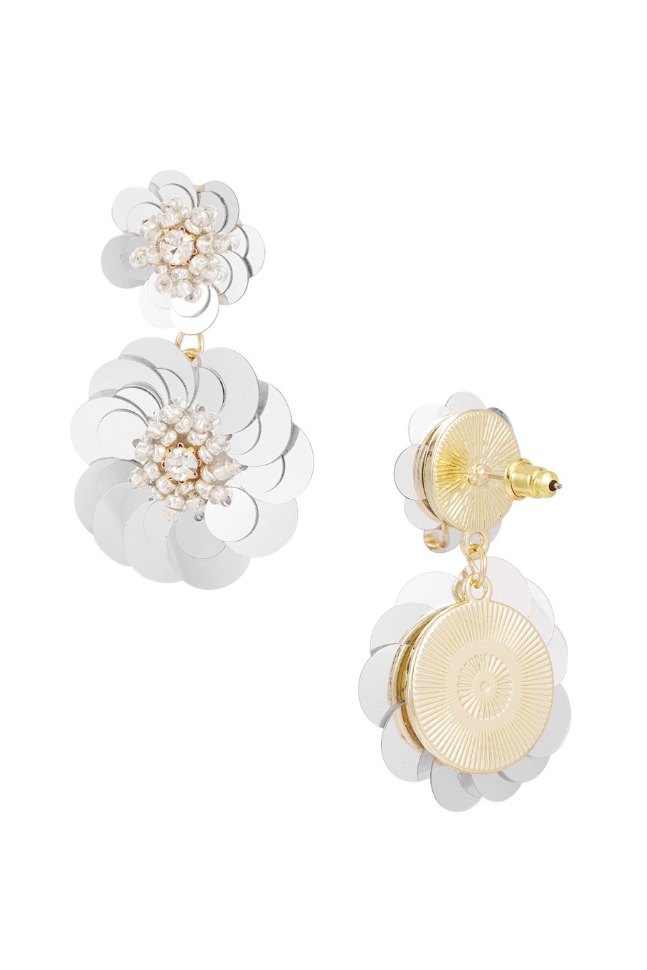 Earrings flower season - black and white