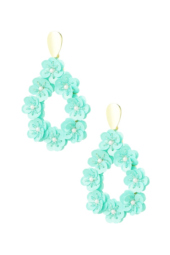 Round floral statement earrings - green/Gold color 