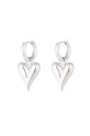 Earrings with heart pendants medium - Silver Color color h5 