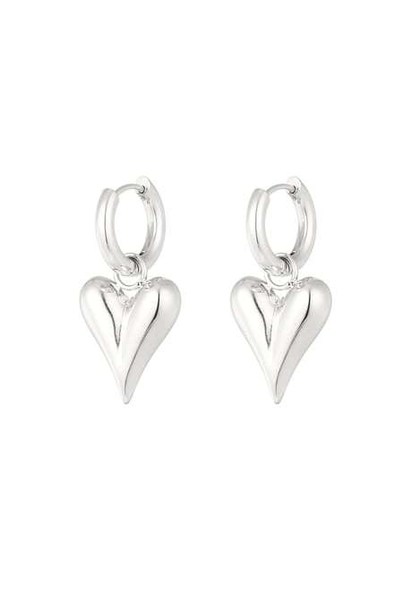 Earrings with heart pendants medium - Silver Color color 2