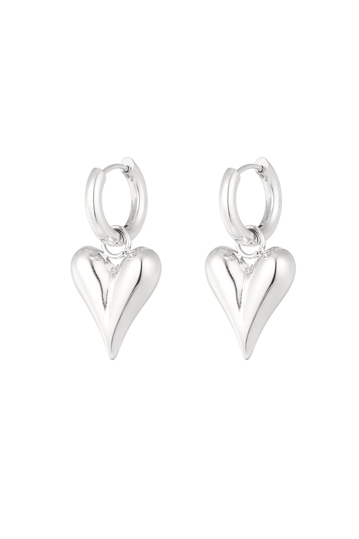 Earrings with heart pendants medium - Silver Color color 