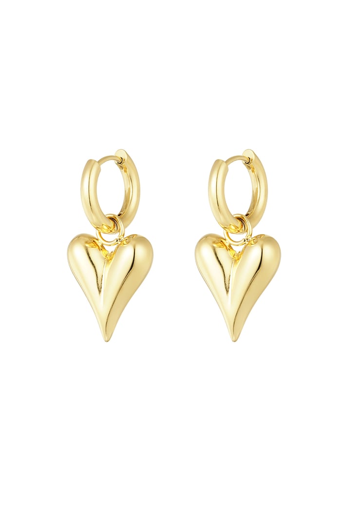 Earrings with heart pendants medium - Gold color 