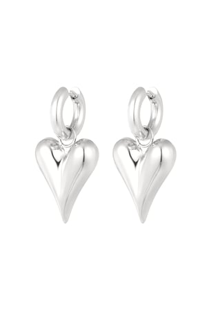 Earrings with heart pendants large - Silver Color color h5 