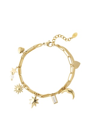 Tag- und Nacht-Charm-Armband – Goldfarbe - Goldfarbefarbe h5 