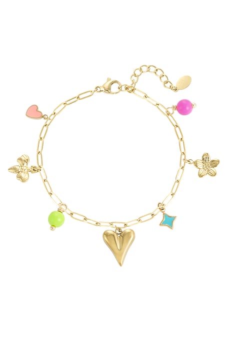 Pulsera con dijes salpicaduras de color - dorado