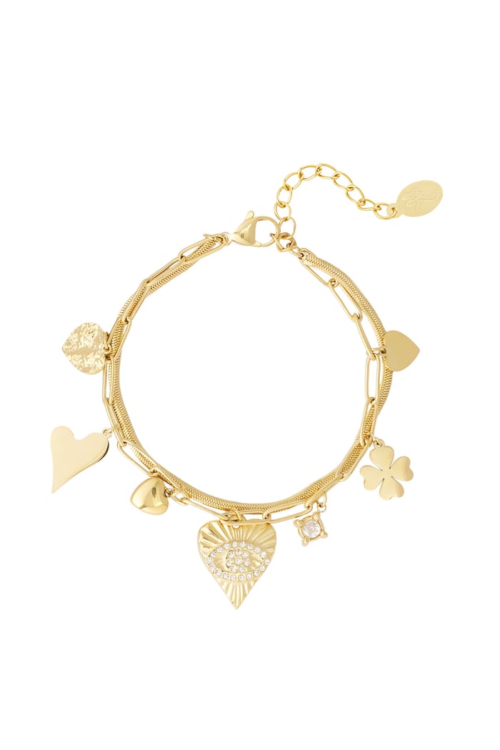 Charm bracelet colorful day - Gold color 