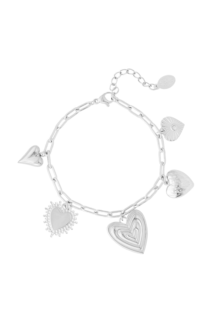 Charm bracelet flower love - Silver Color color 