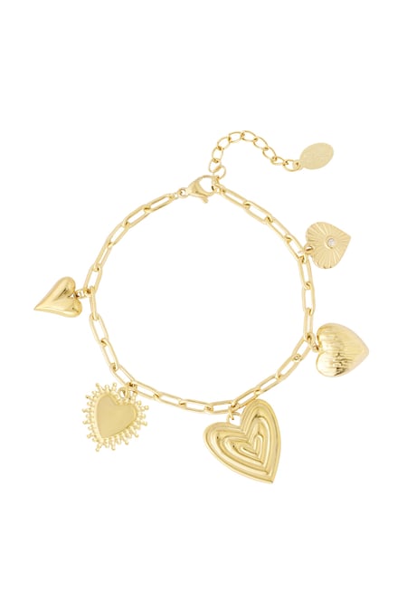 Bracciale con ciondoli amore fiore - Colore oro 2