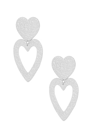 Earrings lovely hearts - Silver Color color h5 