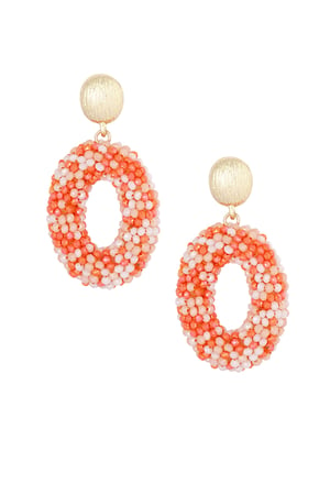 Oval disco dip earring - orange Gold color h5 