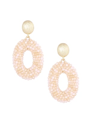 Oval disco dip earring - beige Gold color h5 