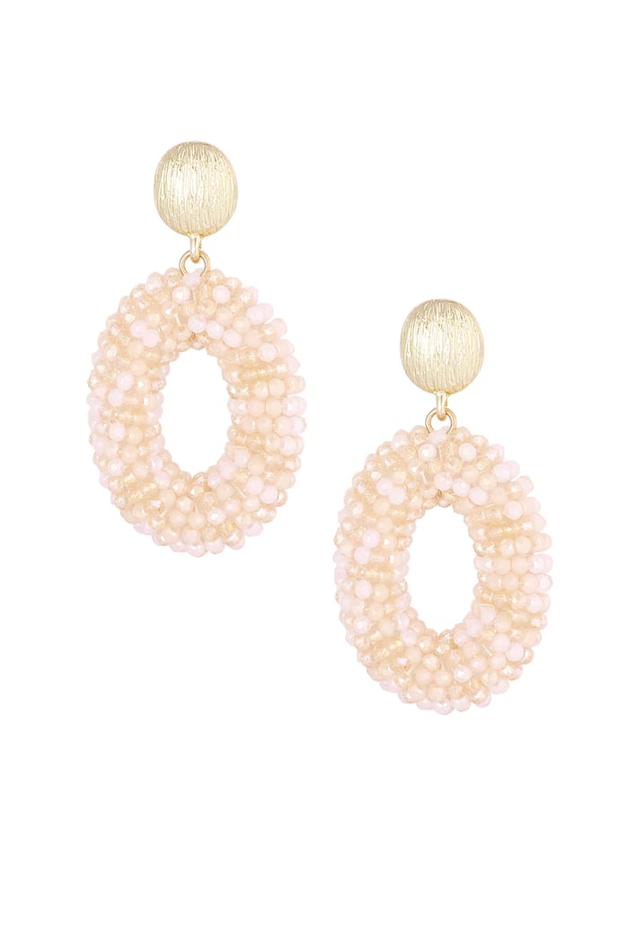 Oval disco dip earring - beige Gold color 