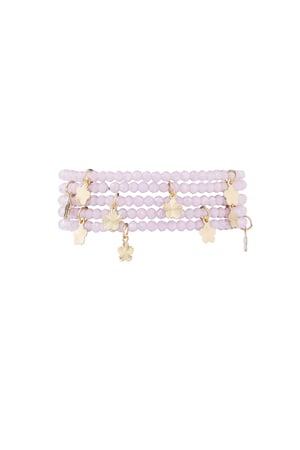 Doppeltes Armband mit Blumenanhängern – rosa/Goldfarbe h5 