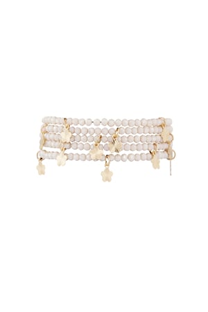 Double bracelet with flower charms - beige/Gold color h5 