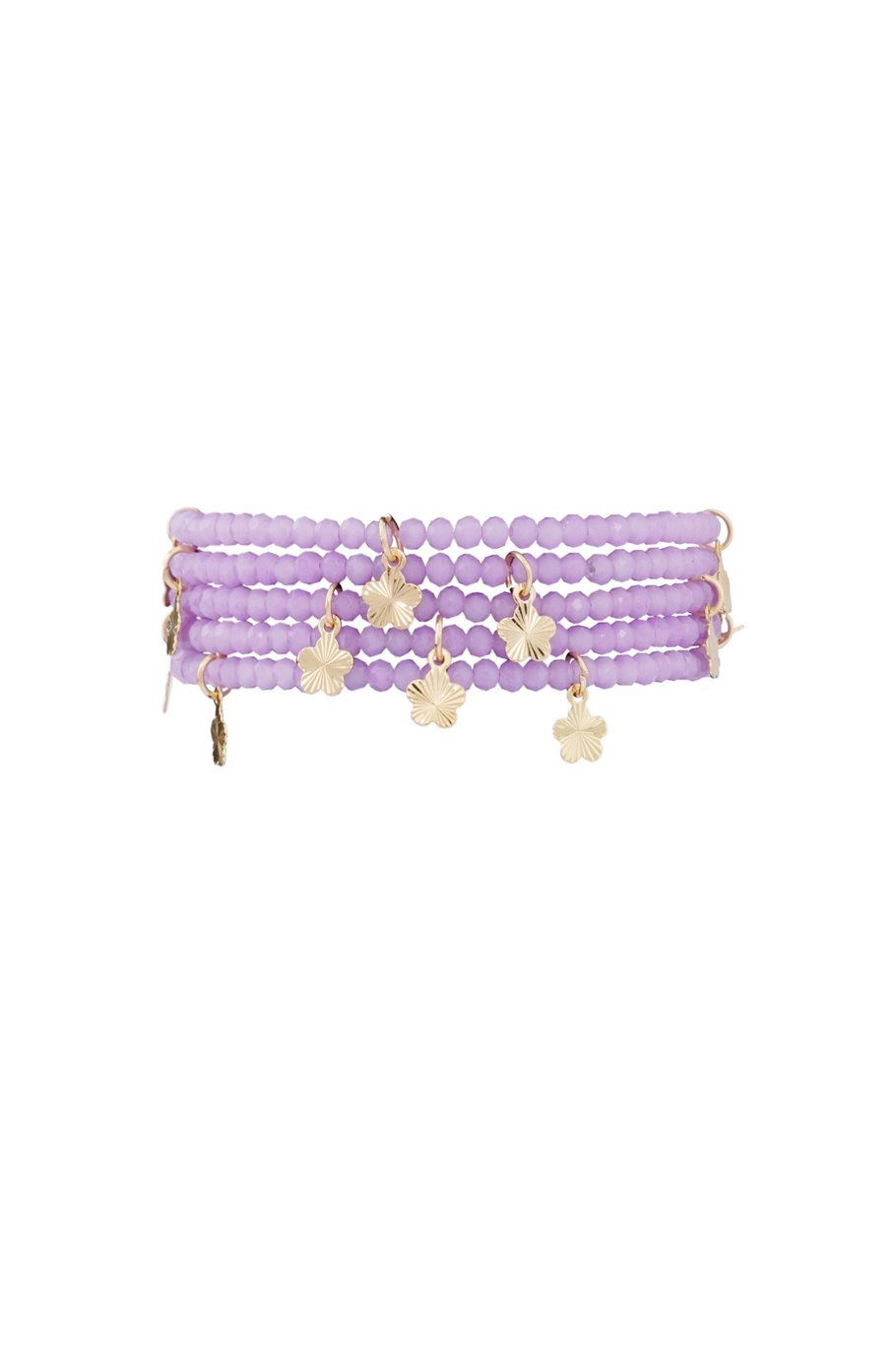 Double bracelet with flower charms - pink/Gold color