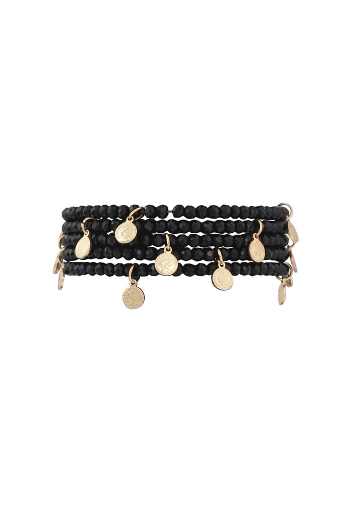 Bracelet with coin charms - black 