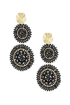 Bold Bead Earrings - Black and Gold color h5 