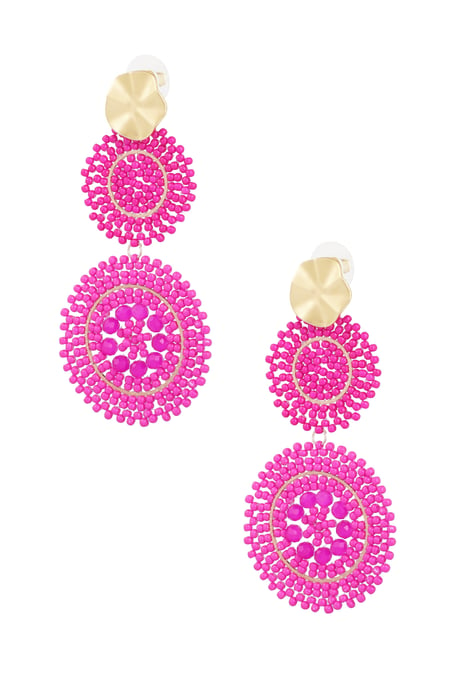 Pendientes cristal girasol - fucsia 2