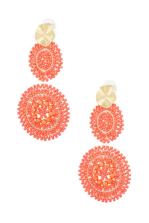 Earrings sunflower glass - orange Gold color h5 